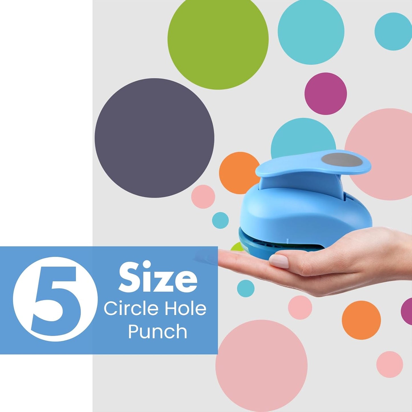 LOONENG 3/8inch, 5/8inch, 1inch, 1.5inch, 2inch Circle Punch Set, 5 Different Size Circle Hole Punch for Scrapbooking, Card Making, DIY Photo Albums, Gift Tags, Homemade Confetti