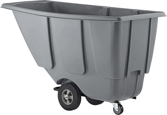 Commercial Garbage Wagon 0.5 Cubic Yard 300 lb., Tilt Truck, Construction Trash Recycling Trolley, Industrial Dump Cart Transportation, Rolling Waste Bin, Grey