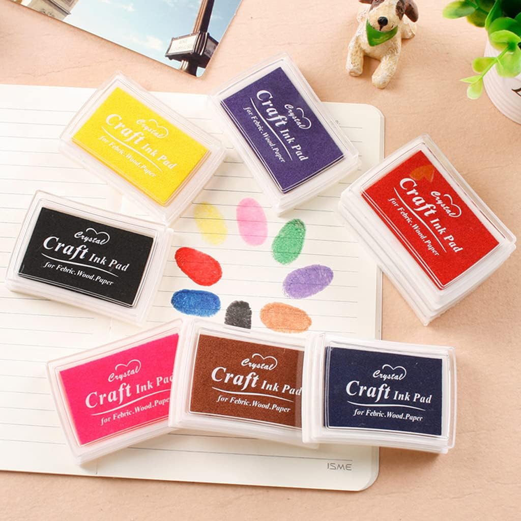 6 Pcs Craft Ink Pad, Washable Ink Pads for Kids Multicolor Ink Pads for Rubber Stamps, Paper, Scrapbooking, Wood Fabric, 6 Unique Darken Colors