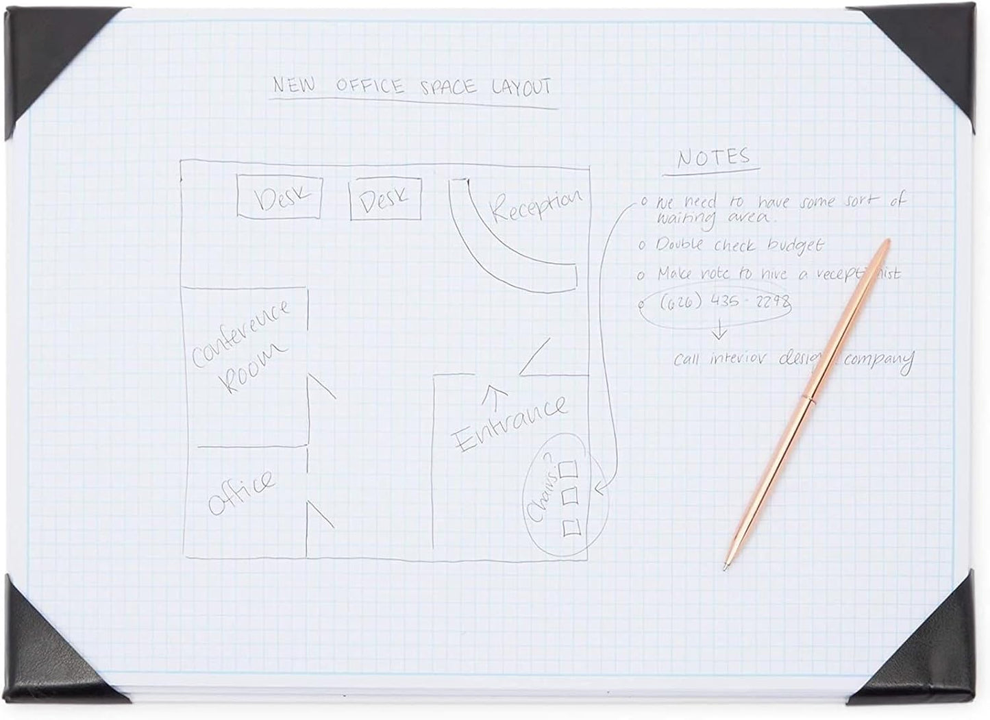 Stockroom Plus Desk Blotter Graph Paper Pad - 17 x 12 in, 50-Sheet White Refillable Desk Pad Mat - Large Notepad for Sketching, Notes & Doodles