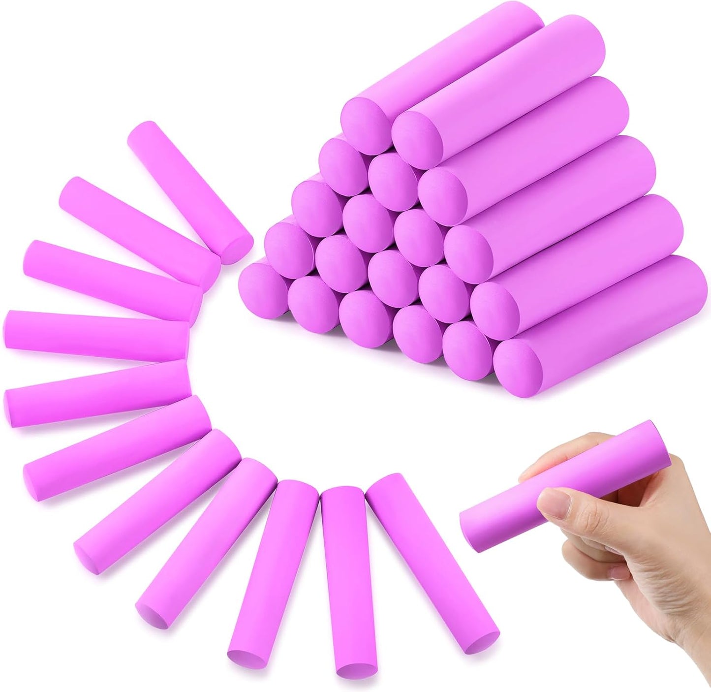 Fulmoon 40 Pcs Jumbo Sidewalk Chalk for Kids Outdoor Art Non Toxic Large Washable Street Chalk for Adults Drawing Painting Classroom(Rose Red,Round Style)