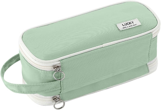 Pencil Case Large Zipper Pencil Pouch for Girls Kids Teens Adults Aesthetic Pencil Bag Stationery Organizer Pen Pencil Case with Handle for School Green