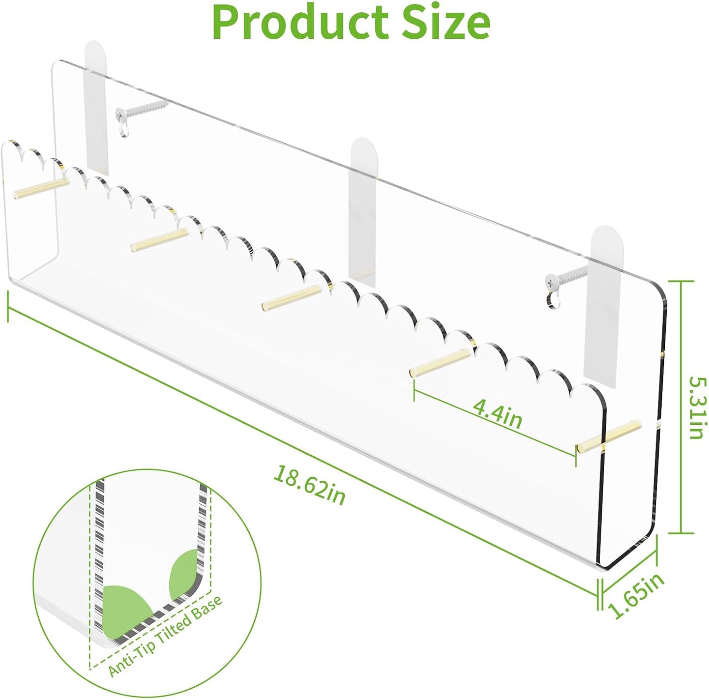 Brochure Holder Wall Mount, 2 Pack Acrylic Modular Flyer with Adjustable Magnetic Golden Bolt, Wavy Lace Pamphlet Display Stand for Organizer Trifold Flyer, Document, Leaflet, 4 Slots