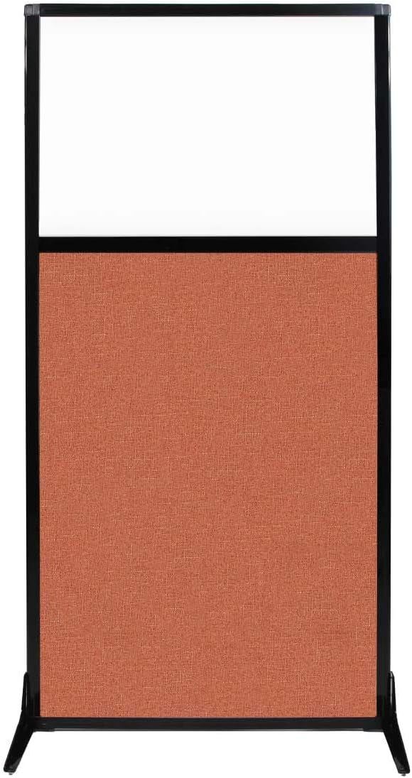 Versare Workstation Partition | Portable Wall Divider | Modern Office Cubicle | Free Standing Privacy Screen | Flexible Work Space | 33" x 70" W/Window, Papaya Fabric Panels