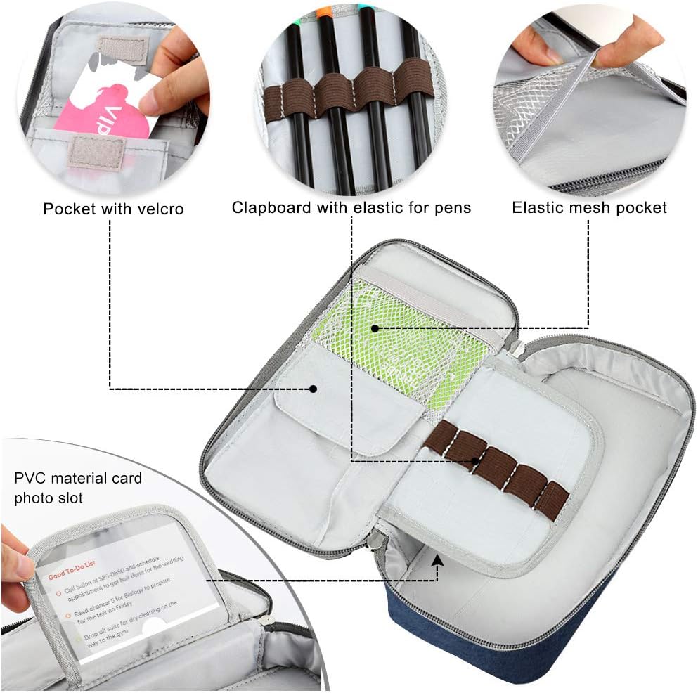 Homecube Capacious Pencil Case Pen Box Makeup Bag Pouch Pencils Holder Large Storage Stationery Box with Zipper School Supplies for College and Office - Navy Blue