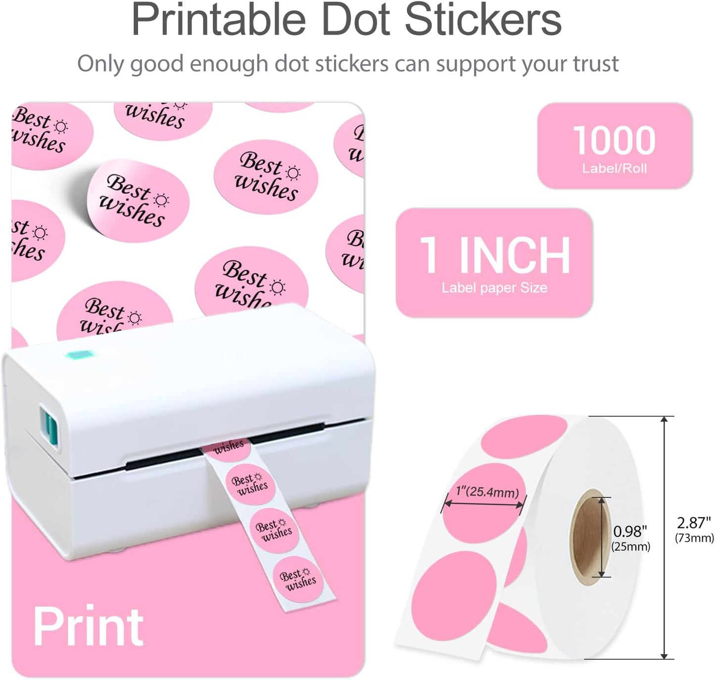 1 Inch Circle Dot Stickers 10000PCS Color Coding Thermal Labels Dots Writable Printable Small Round Stickers for Office, Classroom, Inventory, Garage, Organizing Storage, 10 Mixed Color