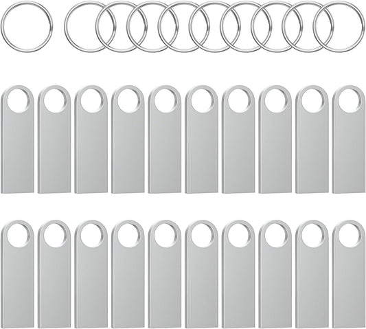 ABLAZE 2GB Flash Drive 20 Pack, Metal USB 2.0 Thumb Drives with Keychains USB Sticks Pendrives (Sliver)