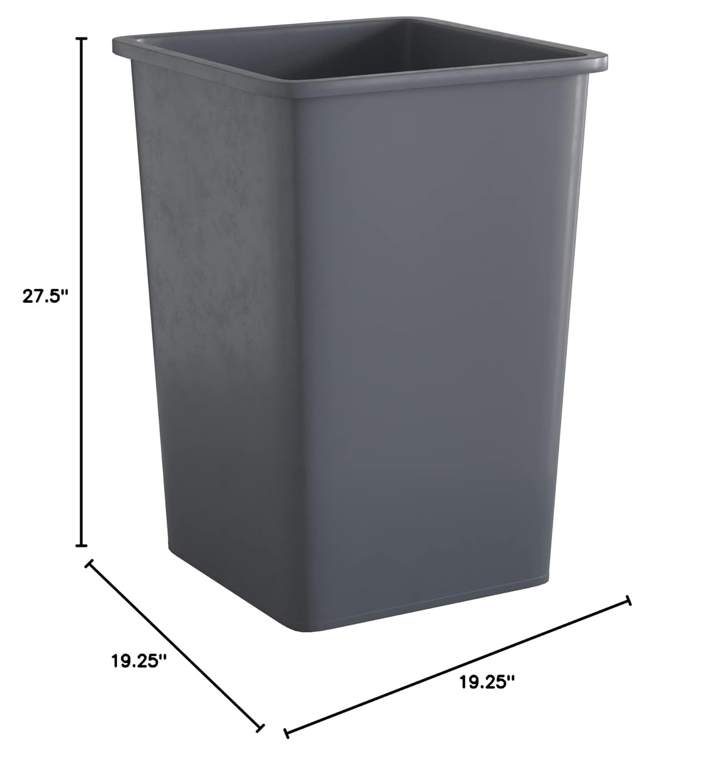 35 Gallon Grey Square Commercial Trash Can