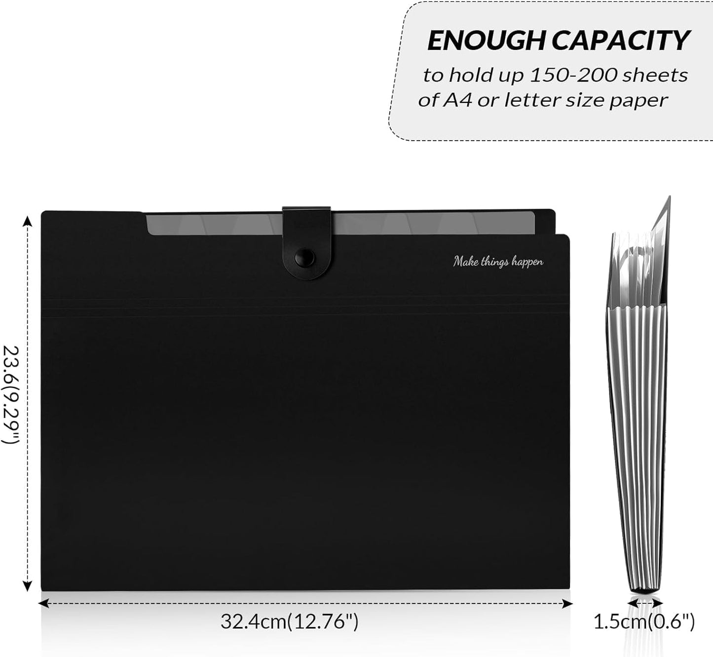 SKYDUE 8 Pockets Expanding File Folders, Accordion Folders, Portable Paper Bill Receipt Organizer, Letter Size, Home College School Office Supplies, Black