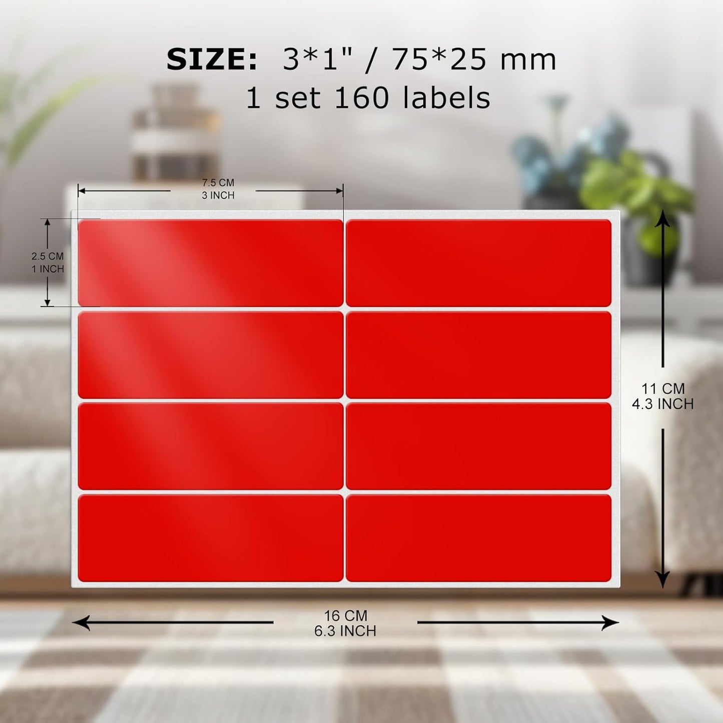 10 Colors Assorted Labels Stickers 3×1 Inch Vinyl Rectangular Label Removable Waterproof Color Coding Name Tag for Classroom Office File Inventory Marking 160 PCS