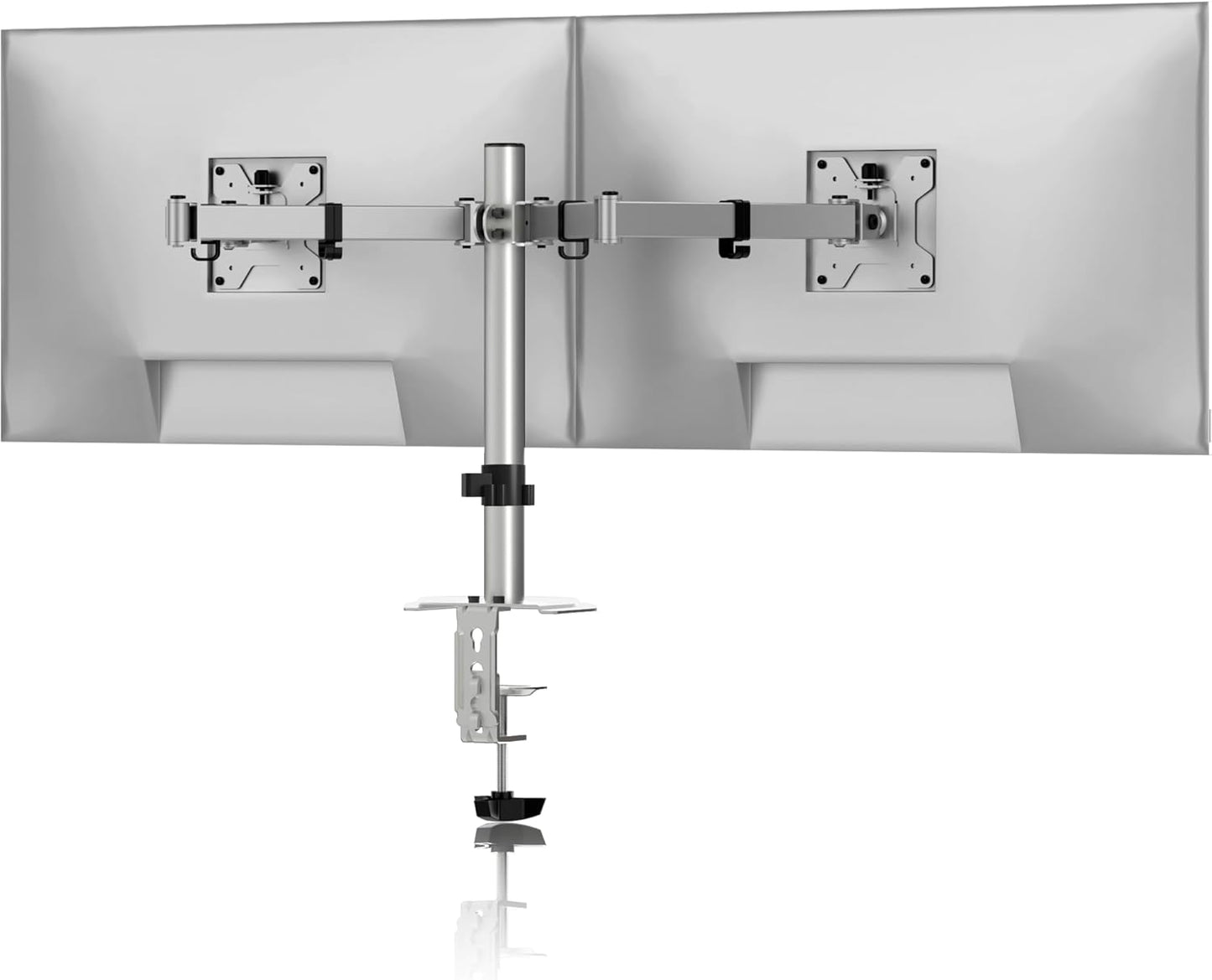 Pholiten Dual Monitor Stand, Heavy Duty Adjustable Monitor Arm Desk Mount for 2 Screens up to 38Inches, Tilt, Swivel, Rotate, Supports Tilt, Swivel, Rotate, Supports 22 lbs per Arm,Silver