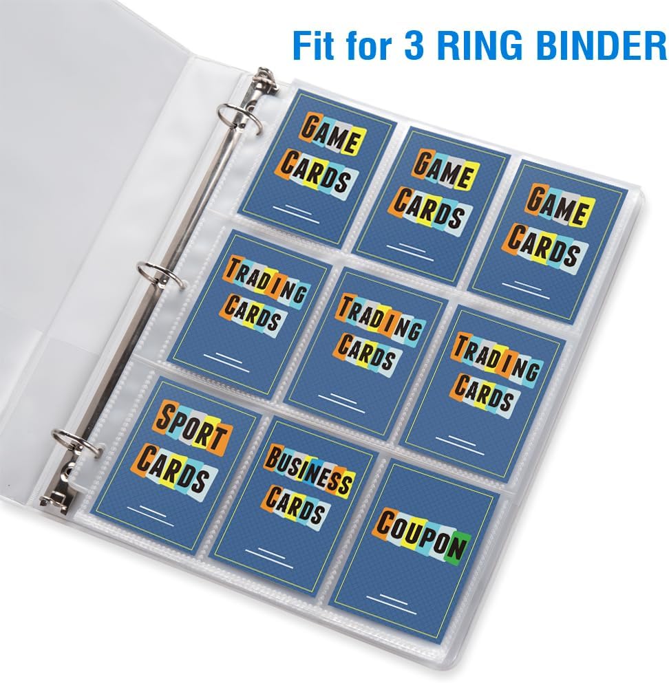 120 Pack 9 Pocket Page Protectors, Sooez Trading Card Sleeves for 3 Ring Binder, Baseball Cards Holder, Protective Pages Sheets for Binders Album, Fit for YuGiOh, MTG, Game, Business & Sports Cards