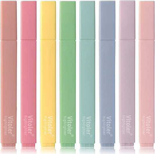 Vitoler Highlighters,8 Colors Chisel Tip Cute Highlighters,No Bleed Bible High lighters for Journaling Planner Notes School Supplies