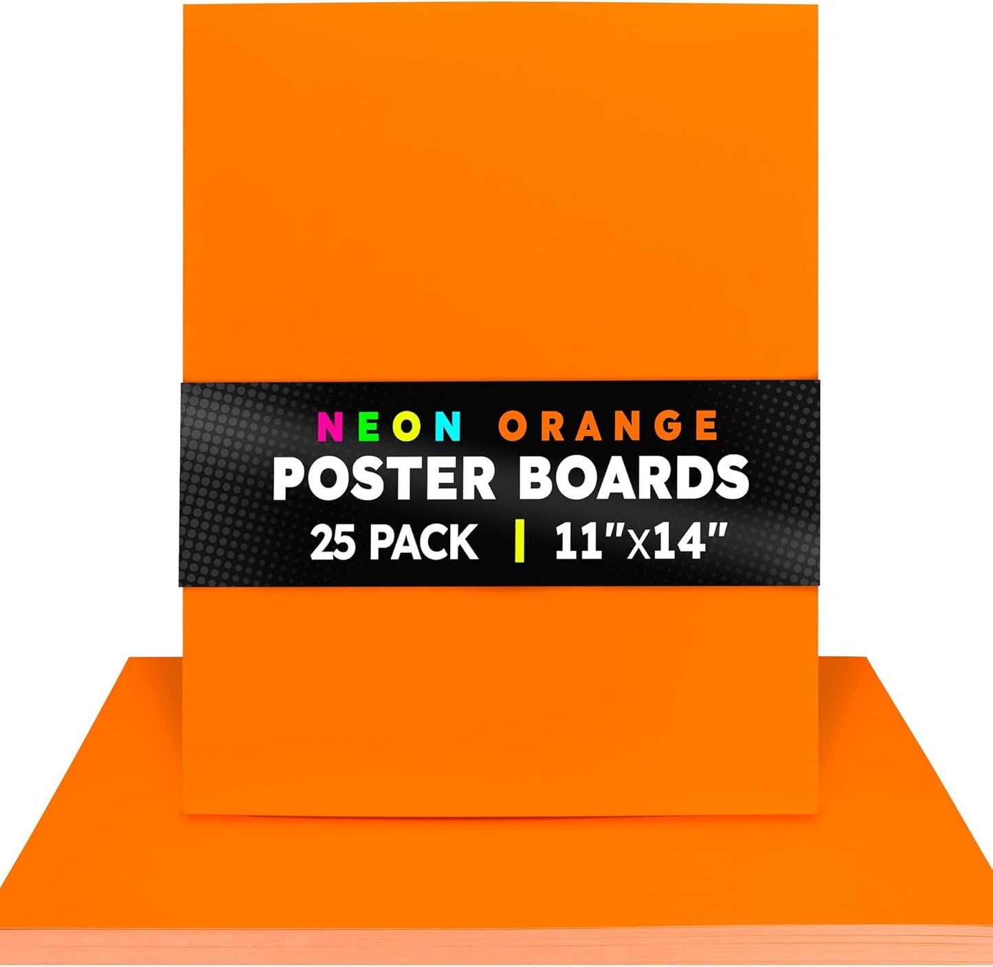 Hygloss Medium Poster Board 11x14 - 25 Neon Orange Single Color Poster Boards Bulk Pack - 10 Pt. Thickness Colored Poster Board Paper for Projects, Signs, Displays - Posterboard Multipack 11" x 14"