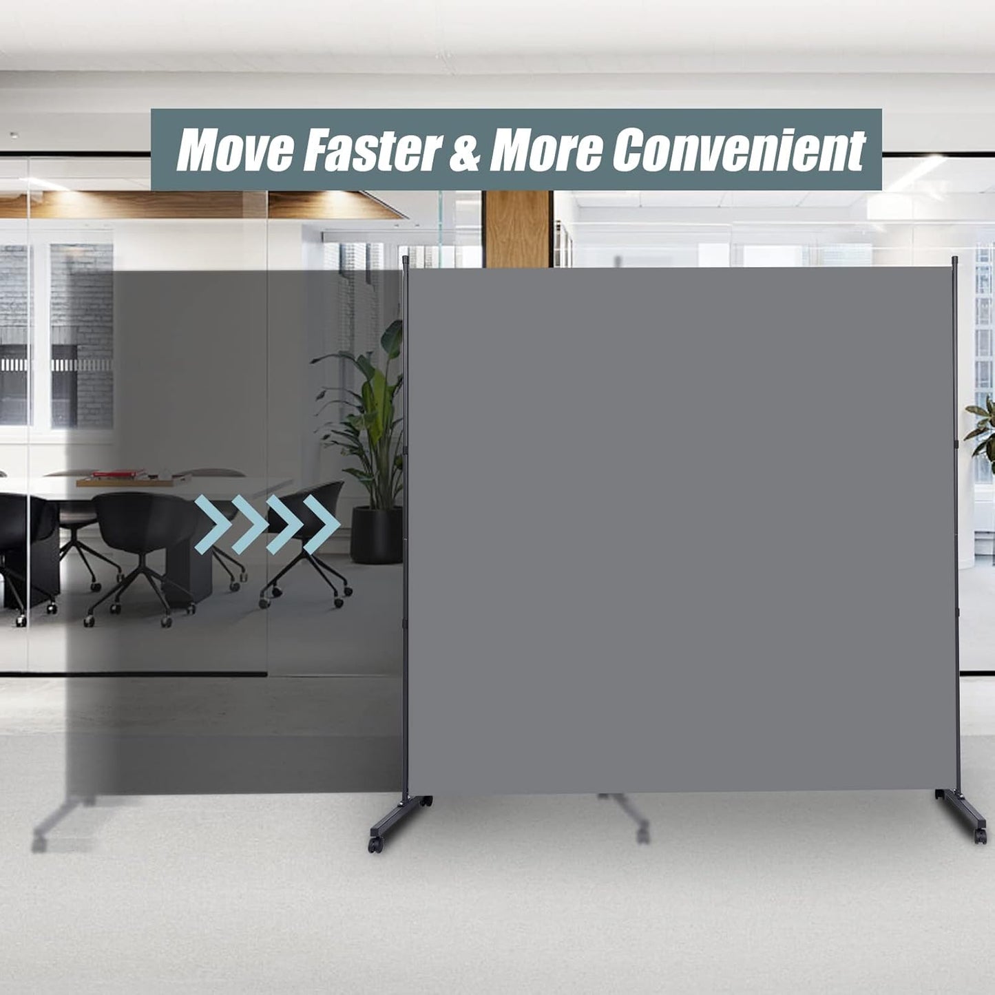 Room Divider Single Panel Privacy Screen W/Wheels, 71'' Wide Portable Room Divider Screen, Upgrade Fabric Wall Divider for Room Separation, Freestanding Partition Room Dividers for Home Office Studio