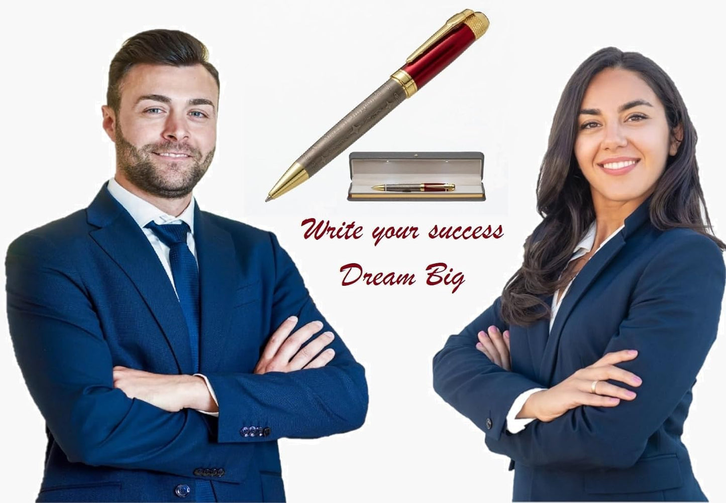 S&R Somit Fancy Pen For Men and Women With Gift Box - Valuable Luxury Pen for Business and Office, Executive Gift for Family & Friends - Special Engraving & Led Decorative Box (RED GOLD)