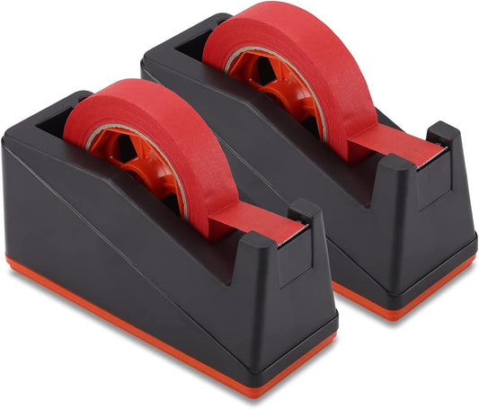 Lichamp 2 Pack Desktop Tape Dispenser Holder with Large 3 Inch Core for Masking, Heat Transfer Sublimation, Painters, Freezer and Kitchen Tapes, 0228BK