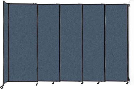 Wall-Mounted Sliding StraightWall Room Divider | Adjustable Widths | Locking Wheels | Room Separator | Up to 11'3" Wide x 7'6" Tall Ocean Fabric Panels