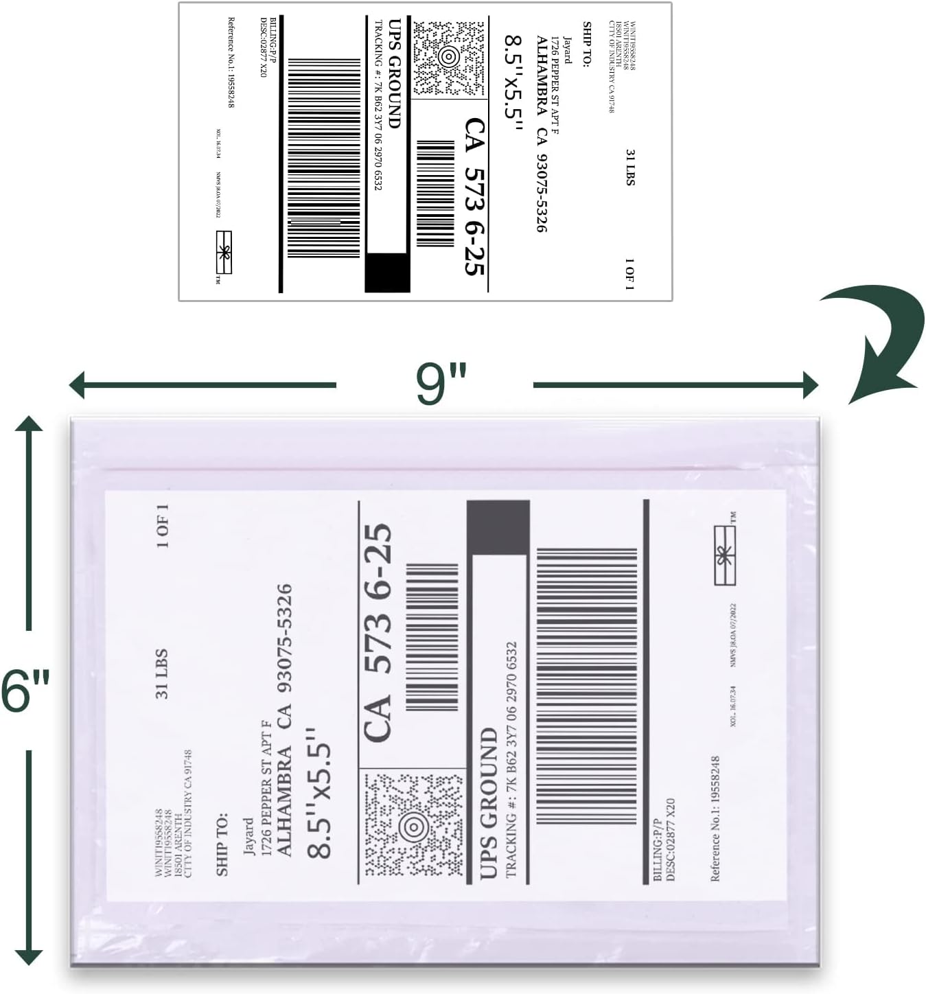 Packing List Pouches 4.5'' X 5.5'', Shipping Label Sleeves, Packing Slip Envelopes, Clear Adhesive Top Loading Packing List (6"" X 9"")