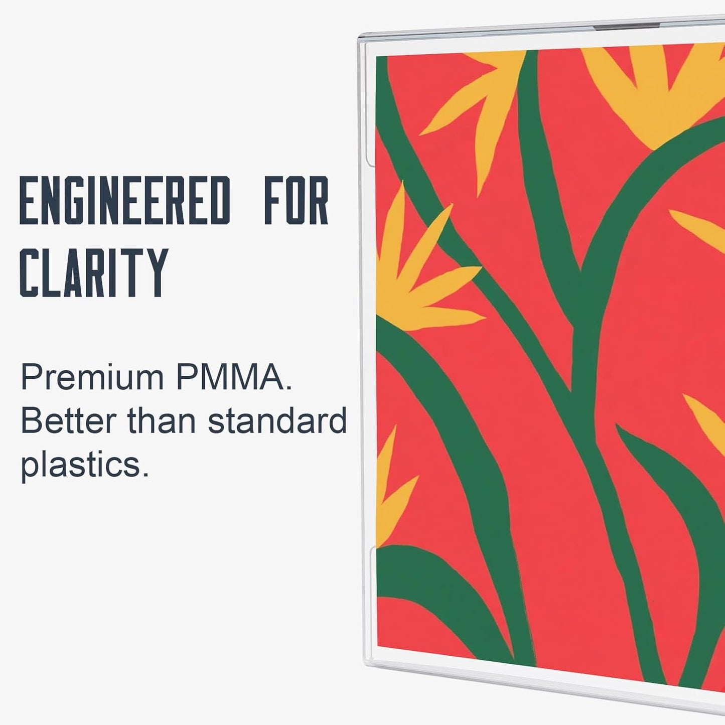 8.5x11 Clear Acrylic Plexi Sign Holders with Double Sided Adhesive Tape, Wall Sign Memo Document Menu Holder for Office, Home, Store, Restaurant-No Drilling (12 Pack)