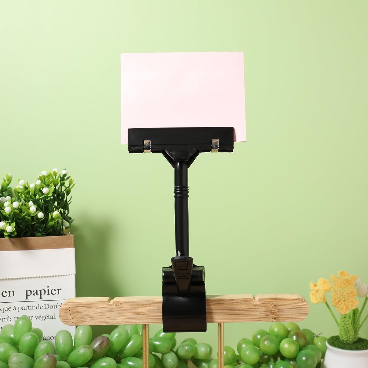 10 Pcs Big Black Adjustable Sign Clips for Display, Plastic Sign Holder Clips for Retail, Swivel Price Signs Clip, Rotatable Price Shelf Clips for Store Clothing Rack Merchandise Shelf Basket