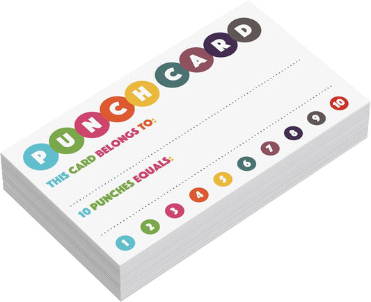 500-Pack Extra-Thick Cardstock Punch Cards - 2 x3.5 inches - Classroom, Home, School, Business Loyalty - Motivate, Reward, and Track Progress