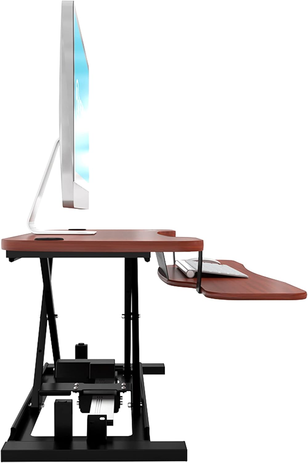 VERSADESK® PowerPro™ Elite 48” x 24” Standing Desk Converter | 48 Inch Electric Height Adjustable Sit to Stand Desk Riser w/Keyboard Tray & USB Hub - Ergonomic Workstation for Home & Office, Cherry