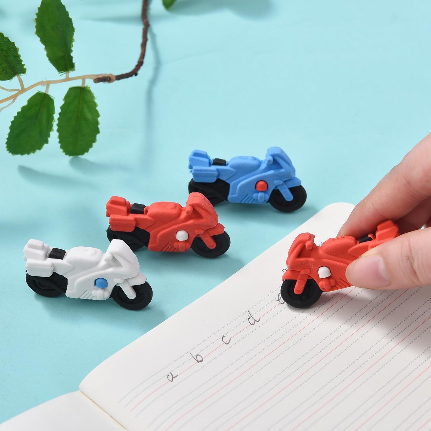 12 Pack 3D Motorcycle Erasers for Kids, Boys and Girls - Fun Take Apart School Supplies, Prize Gifts, Party Favors