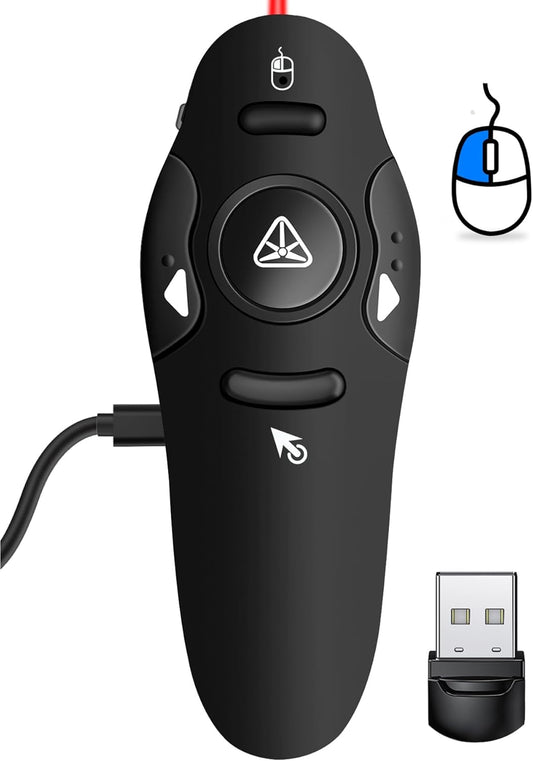 Air Mouse Clicker for Powerpoint Presentations, Rechargeable Wireless Presenter Remote Slide Advancer for Computer Laptop Office Classroom