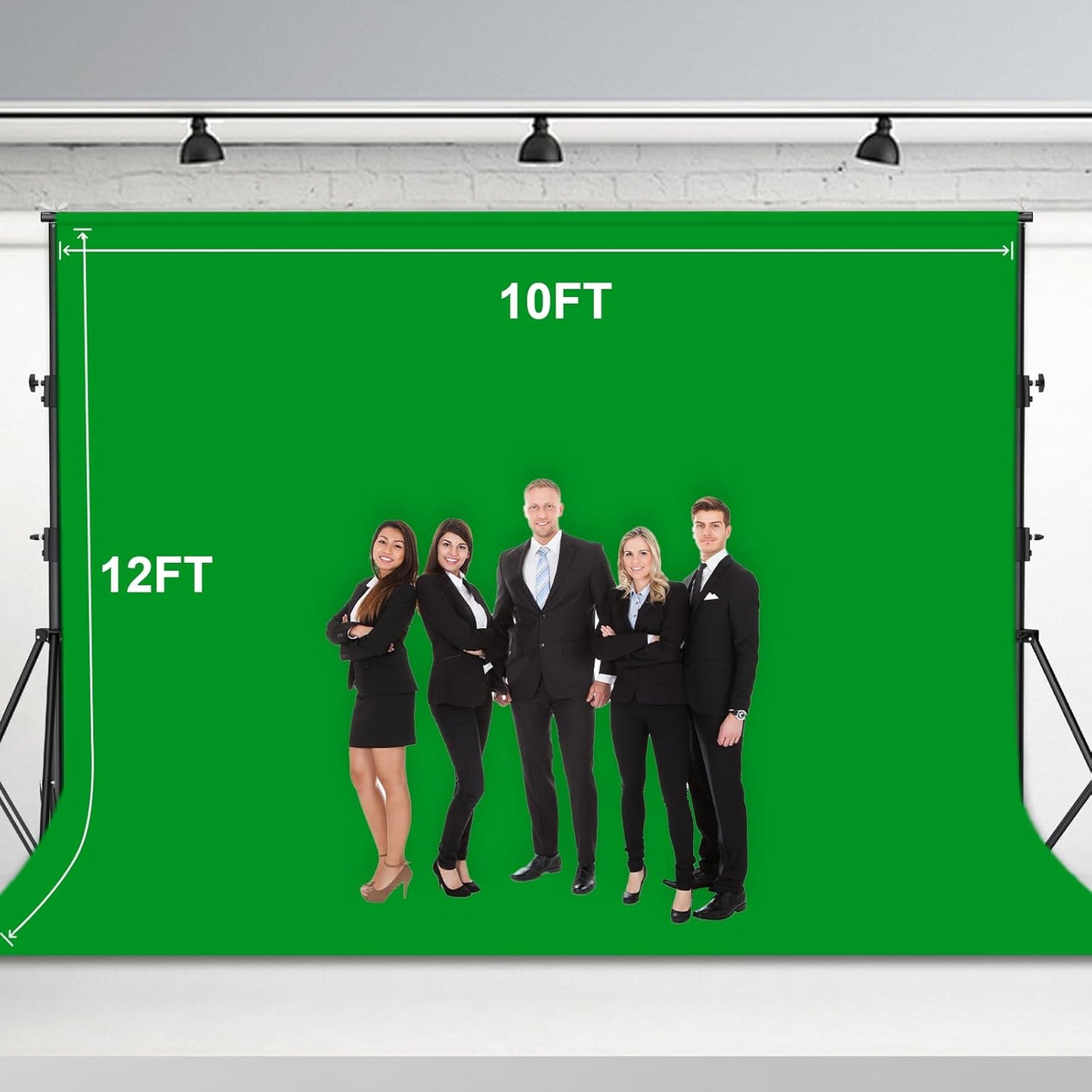 BEIYANG 10 Ft x 12 Ft Photography Backdrop Green Screen, Green Background Non-Reflective Fabric Wrinkle Resistance，Photo Background for Photo Studio Video Film Shooting Props