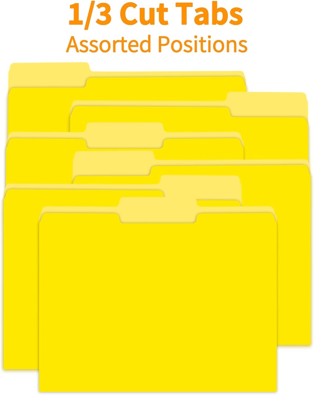100 Packs Yellow File Folder,1/3-Cut Tabs,File Folders Letter Size,8.5x11 Inch File Folders for Office,School and Home,Folders for Documents