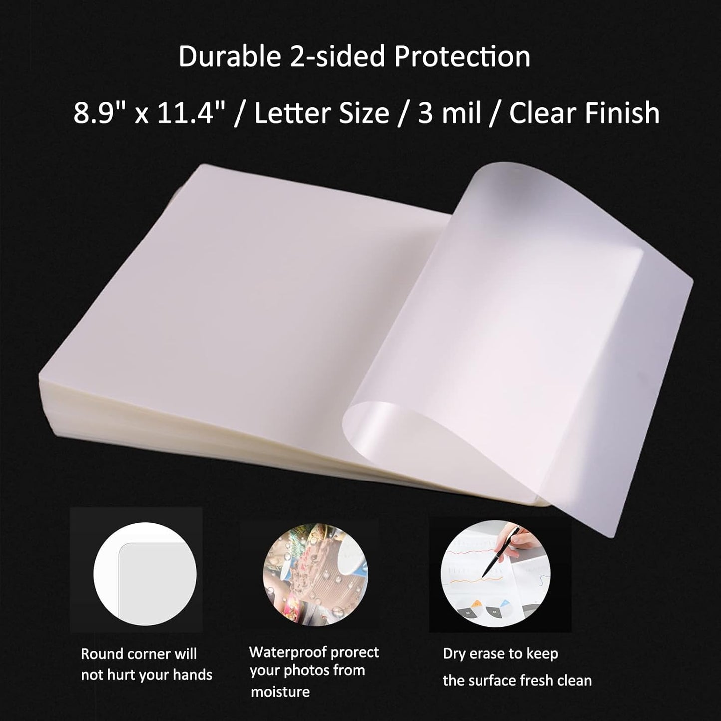 MPRT Laminating Sheets, 3 Mil Clear Thermal Laminating Pouches 8.9 x 11.4 Inches Laminate Sheets Paper for Laminator, 200-Pack