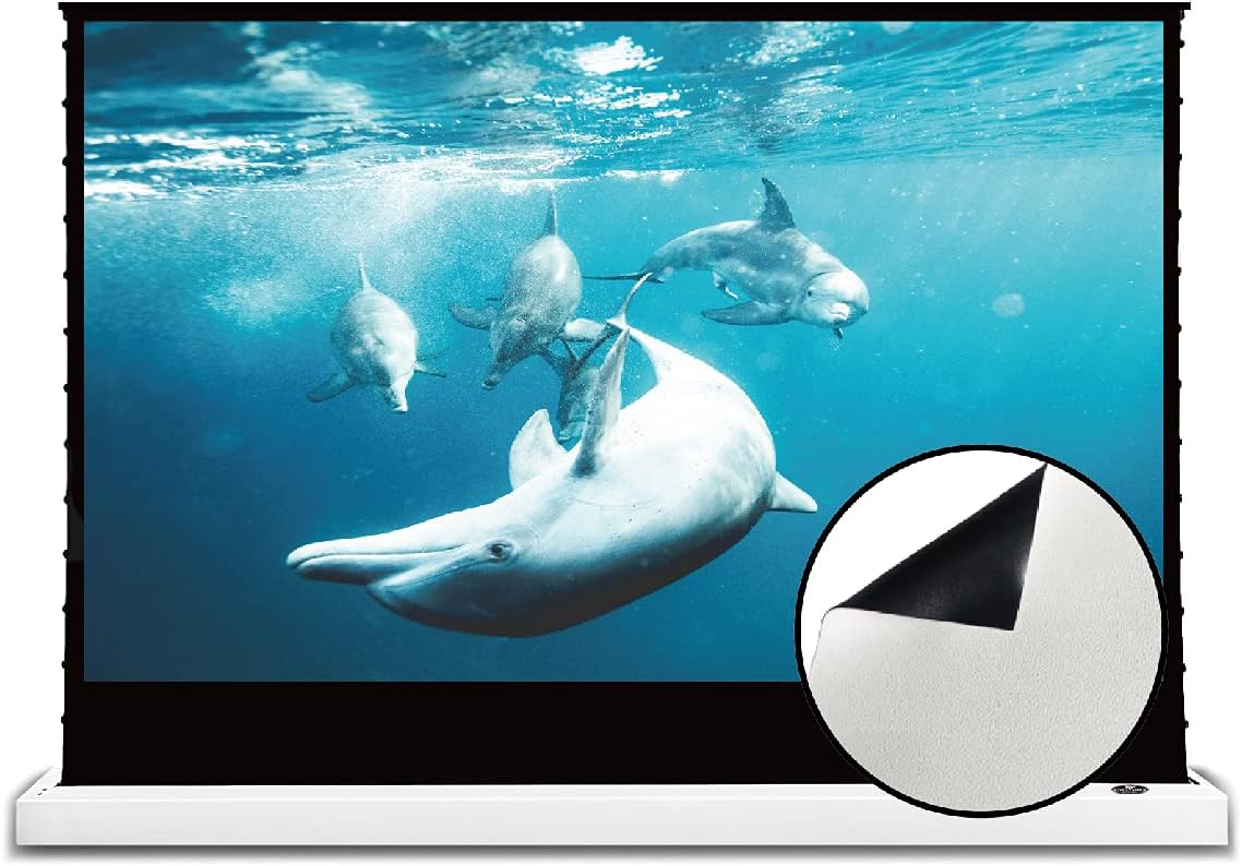 VIVIDSTORM-Screen Projector S 72 inch Motor Rollable Foldaway Portable Screen with White Cinema PVC, 4k 3D HD Gaming/Office Room,Compatible with Standard Projector,VWSDSTW72H