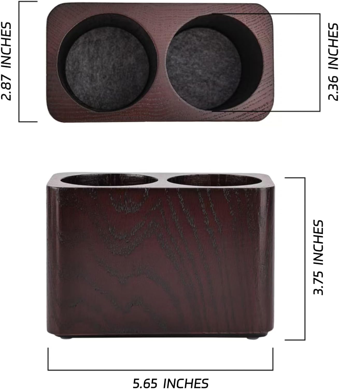 Oak Solid Wood Pen &Pencil Holder for Desk, Office Stationery Organizer, Table Pencil Cup Stand,Desk Accessories Holder, Two Cups Practical Design. (Espresso)