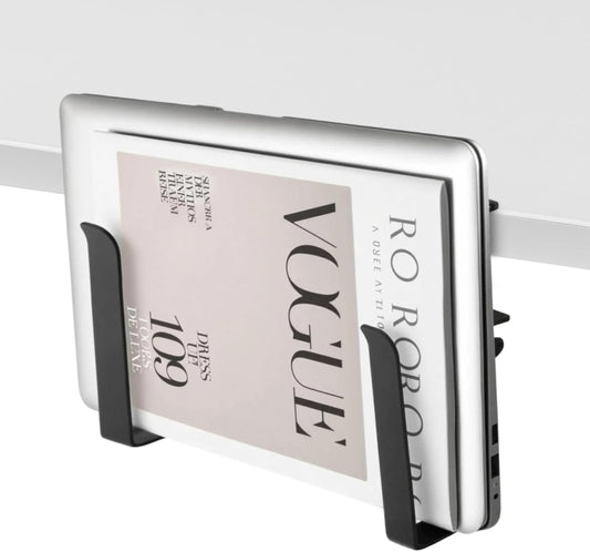 LUKETURE Adjustable Side Laptop Mount, No Drill Laptop Holder, Under Desk Storage, Clamp-On Laptops Stands, Desk Side Mount for Laptops, Mac mini, Keyboard with Anti-Scratch Silicone