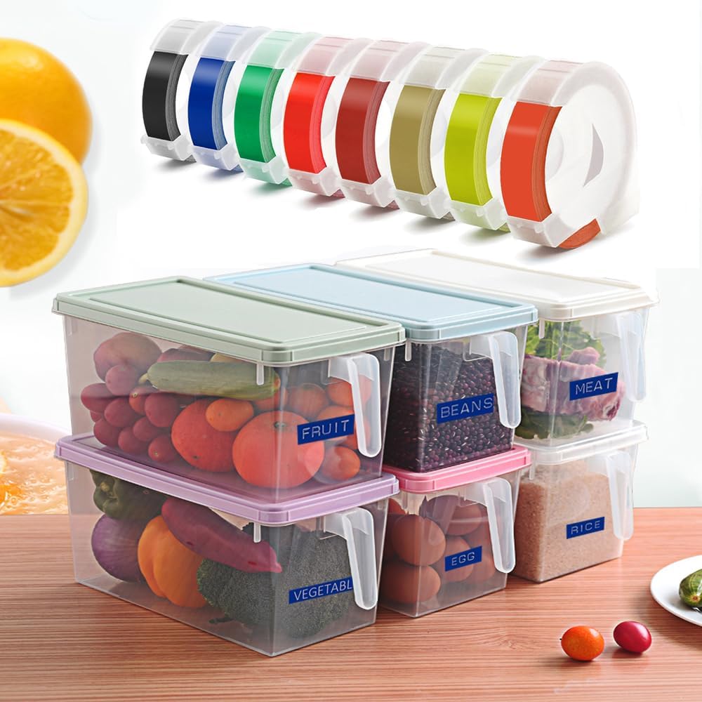 Label Maker Tape Compatible with Dymo Embossing Label Maker, 1/2''x 9.8' Colorful 3D Plastic Office Mate II Tape Compatible with Dymo Embossing 35800