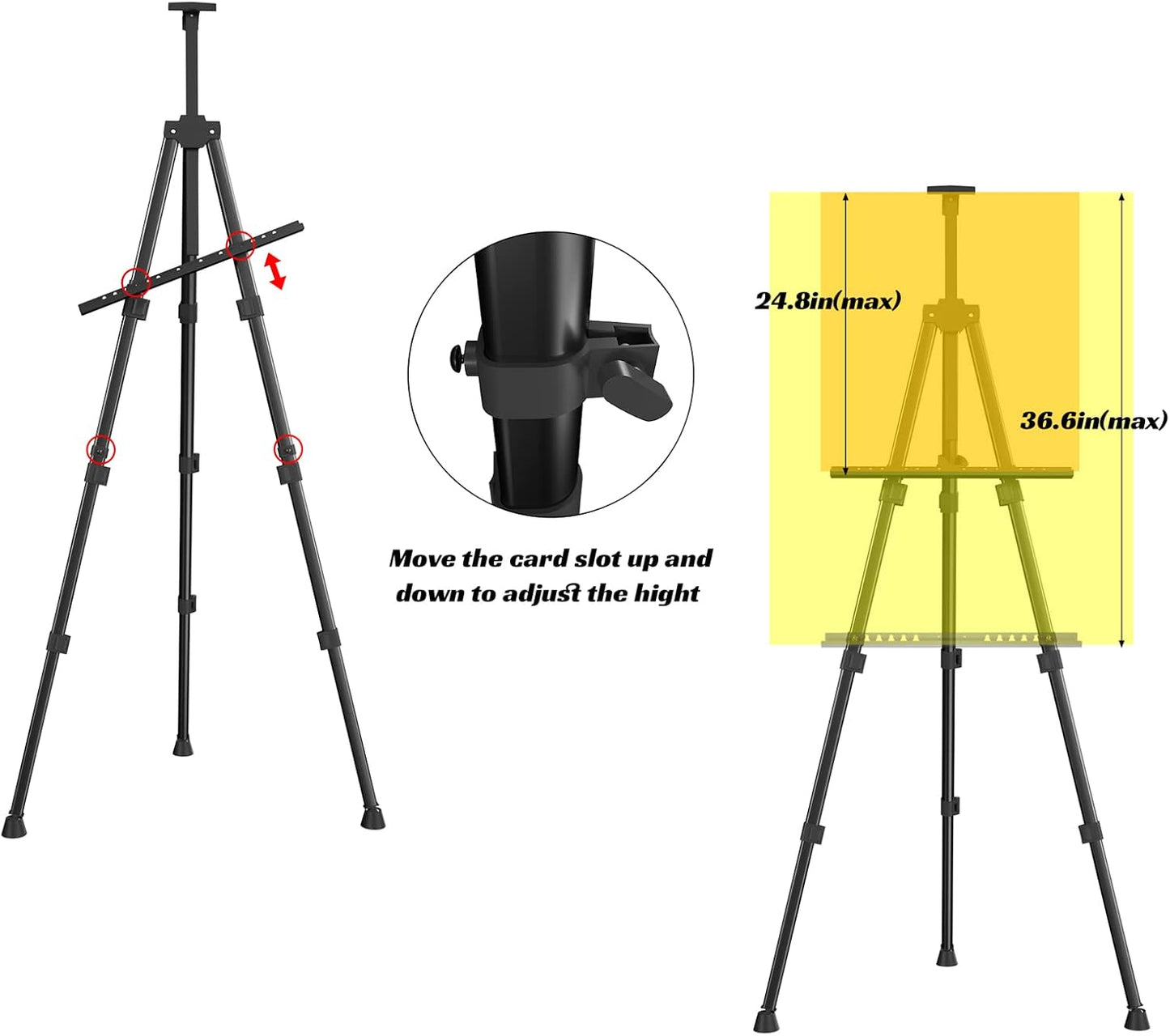 Easels for Painting Canvas, Aredy 66" Art Easel for Drawing, Portable Painting Easel Stand, Metal Table Top Easel (4 Pack)