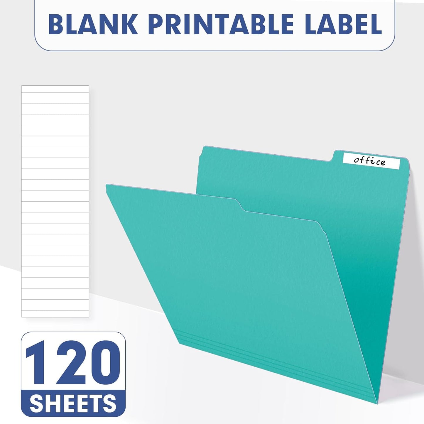 File Folder, PANDRI 120 Pack File Folder, 1/3 Cut Tab, Letter Size, Filing Folder for Office School Business, Aqua