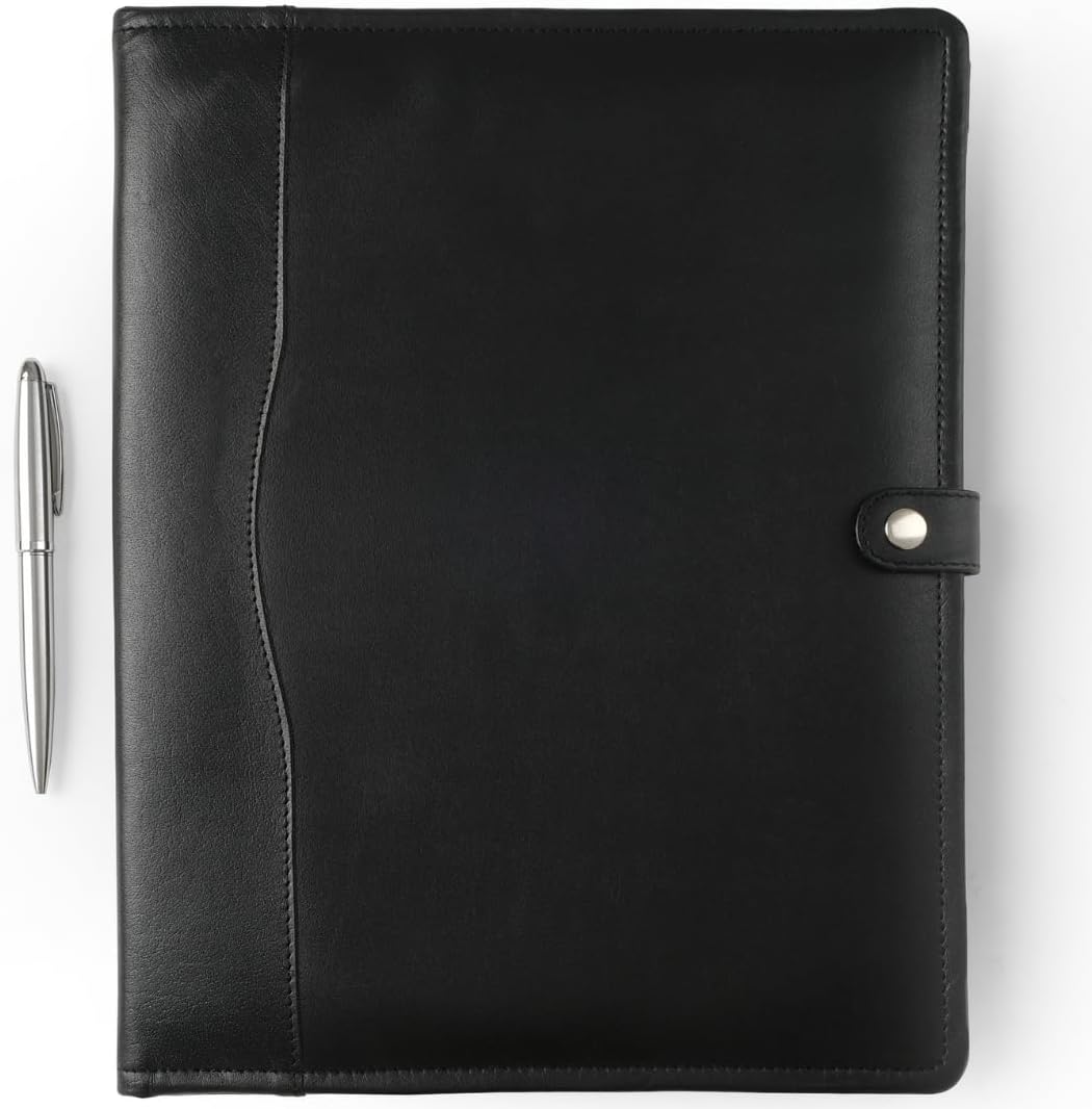 Leather Portfolio - Professional Portfolio Organizer, Resume Folder, Leather Padfolio for Men and Women, Business Portfolio with cardholder, Portfolio Folder - Leather Folder