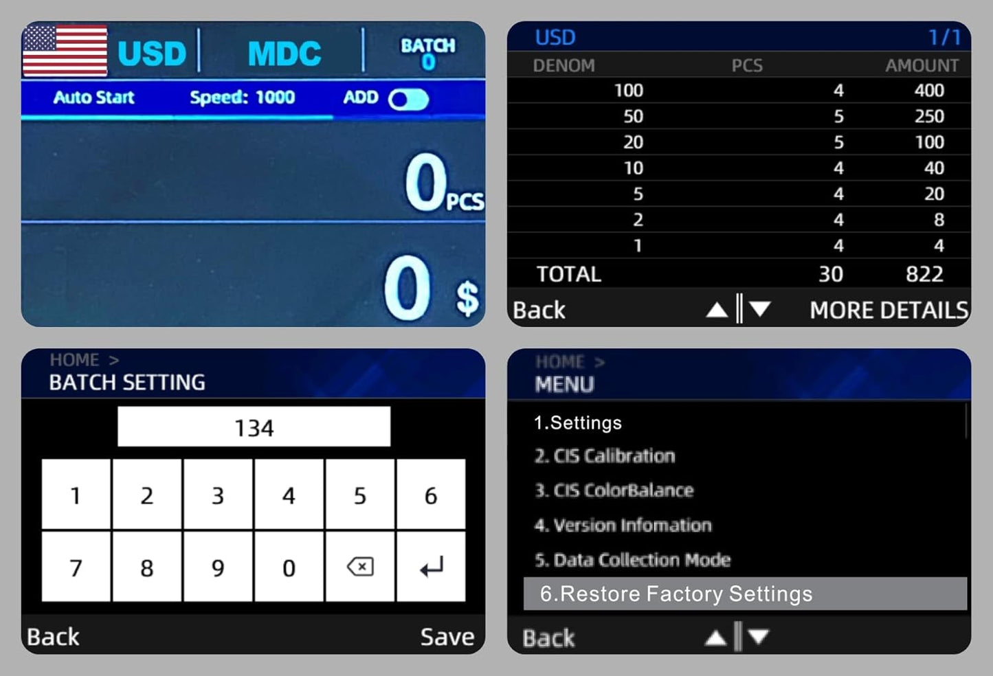 MA-600S Mixed Denomination USD Bill Counter Upgradable Money Counting Machine with CIS Sensor and Bank-Grade Detection & Large External Display Plus Optional Receipt Printing Function