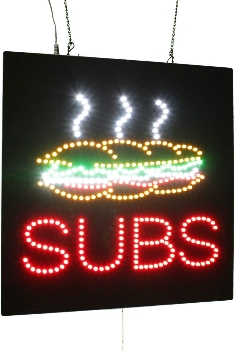 Subs Sign, 16"x16", 40x40cm, TOPKING, LED, Neon, Florescent, Signage, Signboard, Display, Billboard, Screen, Grand Opening, Gift