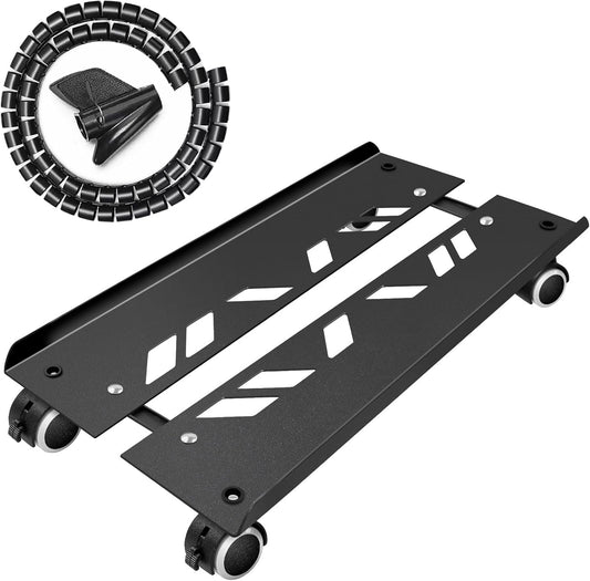 Seloom Computer Tower Stand, Adjustable PC Stand, Heavy-Duty Mobile CPU Tower Holder with Rolling Caster Wheels, Fits Most Gaming Desk Floor