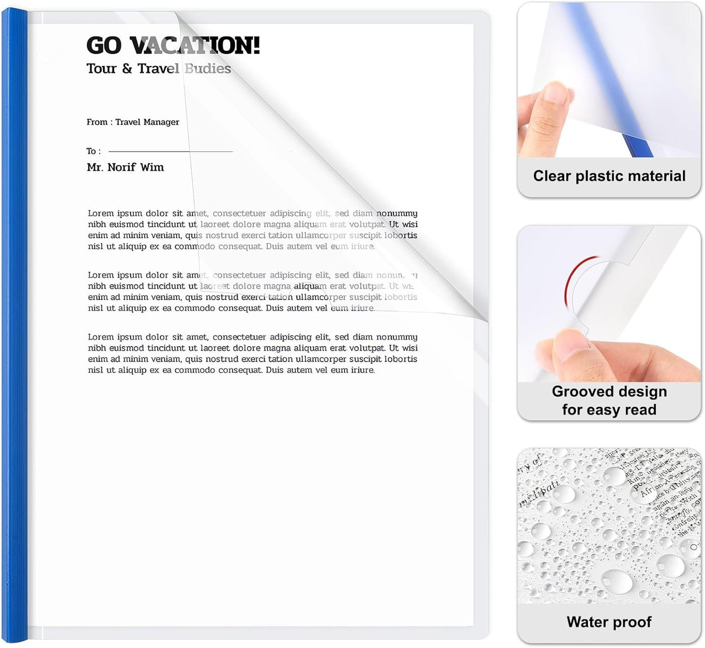 JOERSH 40Pcs Clear Report Covers with Sliding Bar, 40 Sheet Capacity Plastic Binder Paper Protector, Report Folders with Clear Cover for Resume File Documents, 5 Colors