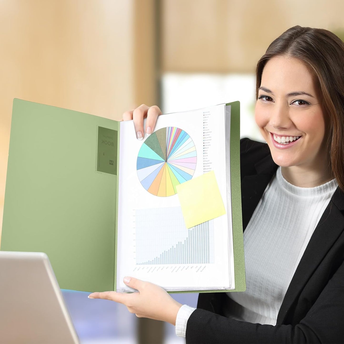 Marspark 6 Pcs Binder with Plastic Sleeves Large 8.5" x 11" Display Presentation Book 40 Pocket 80 Pages Art Portfolio Folder Clear Sheet Protector for Photo Document (Green)