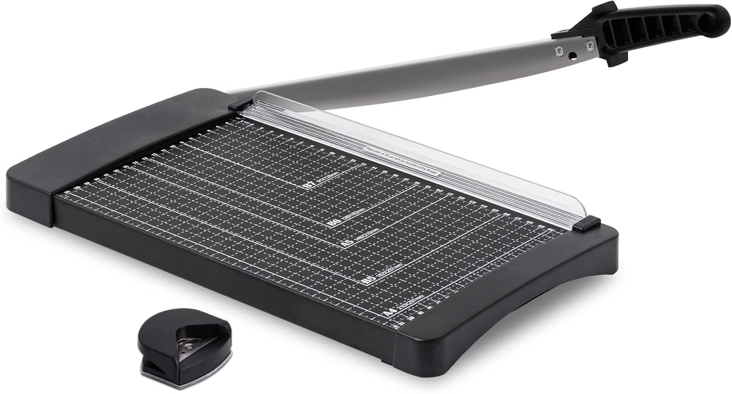 TIANSE Paper Trimmer Paper Cutter Guillotine with Safety Blade Lock 12” 8 to 12 Sheet Capacity Heavy Duty Metal Base A4 Paper Cutting Board for Home Office School