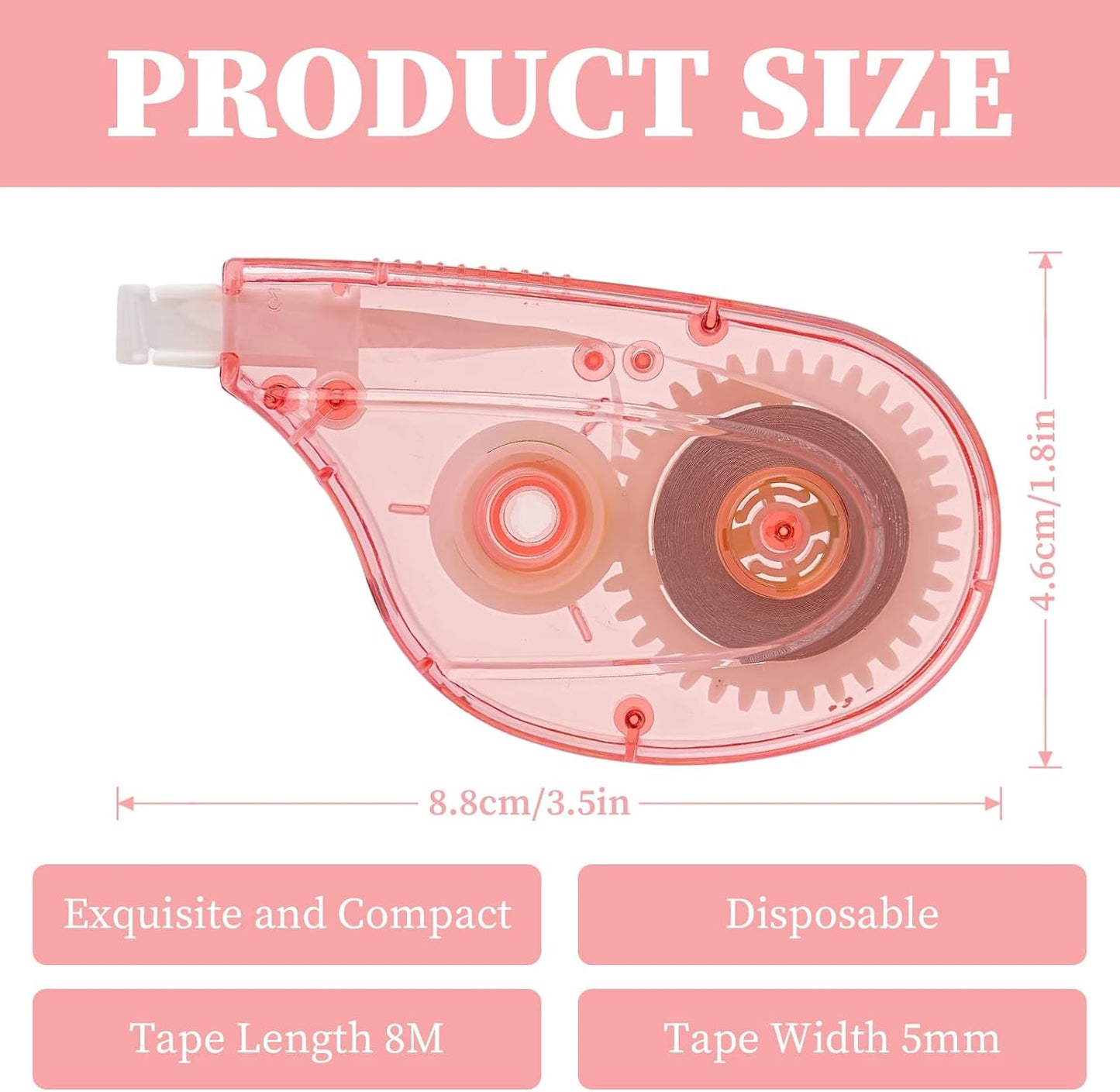 White Correction Tape Whiteout Correction Tape - Easy to Use, Instant Correct Wrong Writing at Anytime, Writing Supplies for Office and School - 6 Packs