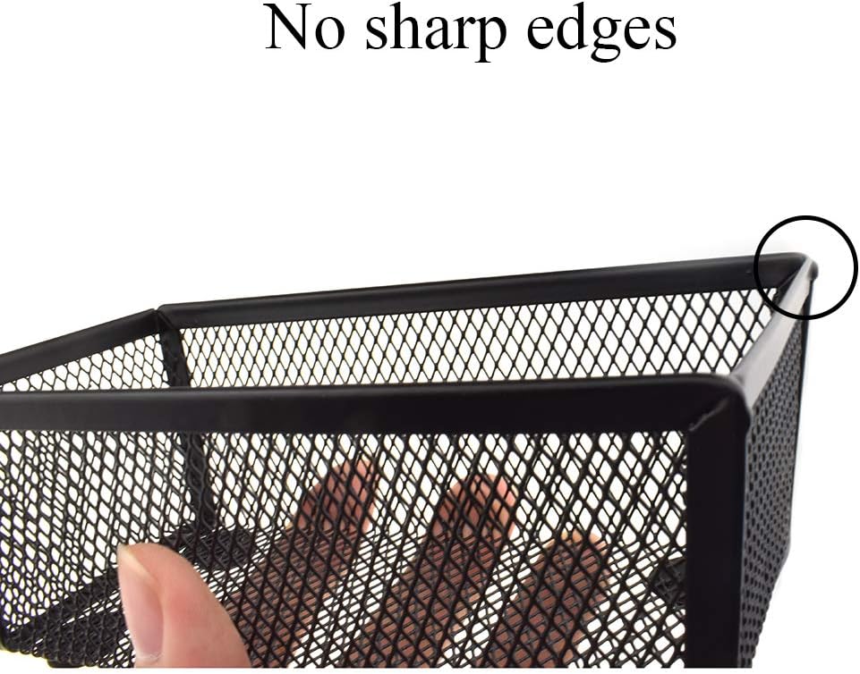 HAHIYO Stackable Mesh Tray Cup 6 x 3 x 2 inches Sturdy Container for Desk Drawer Organizer Collection for Home Office School kitchen Soft Foam Feet No Sharp Edges 2 Pack Black