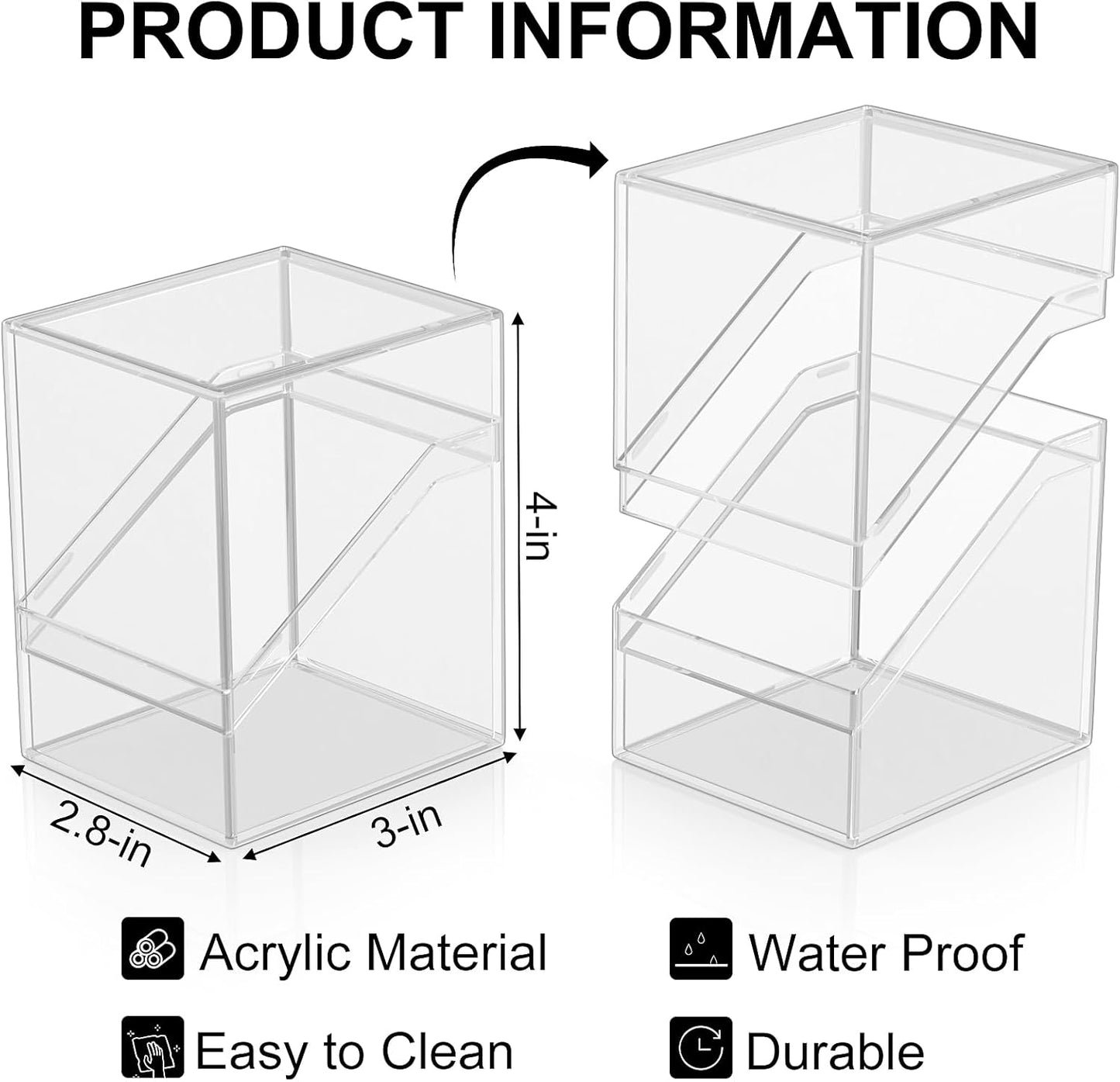 Mlikero Card Deck Cases, 12 Pack Acrylic Commander Deck Box Holding 100+ Sleeved Cards with 12 Dividers, Clear Card Storage Box Fit for MTG, TCG, Sports Cards