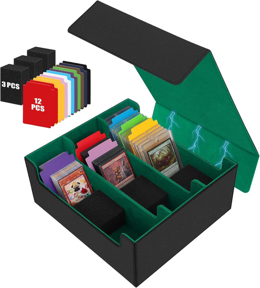 Card Storage Box for Trading Cards, 2600+ Commander Deck Box, Storage Box Fits Toploader and One-Touch, Card Organizer for TCG, MTG, Sports Cards, with Card Dividers & Stoppers