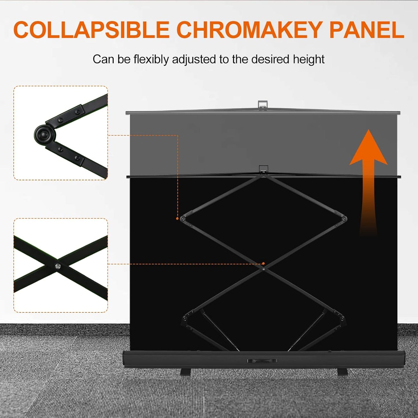 EMART 77x92in Collapsible Chromakey Panel Black Screen for Photo Backdrop Video Studio,Portable Pull Up,Solid Aluminium Base Wrinkle-Resistant Fabric,Auto-Locking Air Cushion Frame